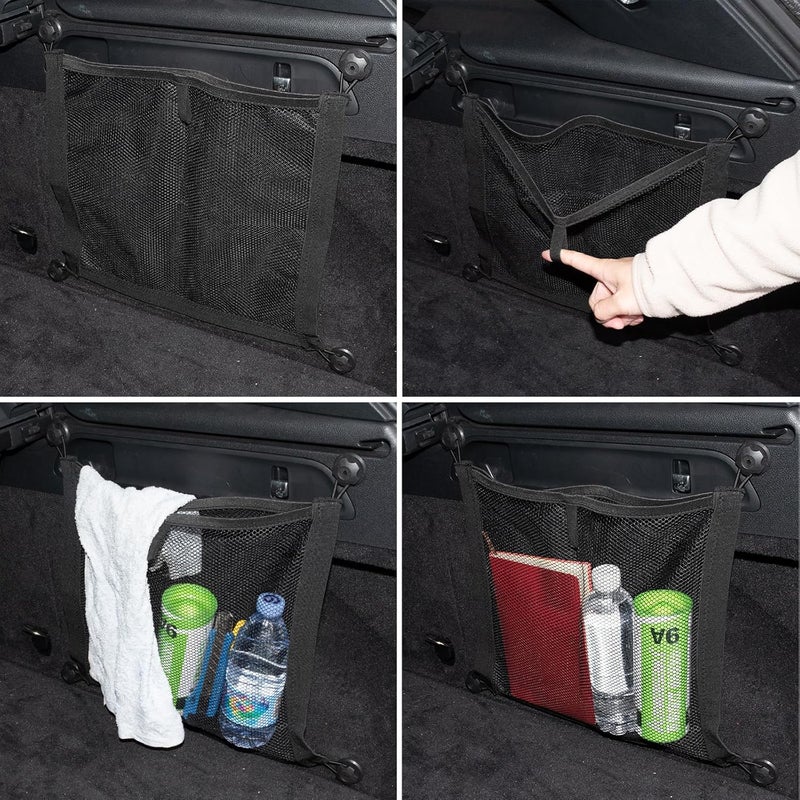 VEHIRIE 2 Pack Small Cargo Net Pocket Storage Mesh Netting Organizer with 8 PCS Mounting Screws for Car RV SUV Camper Boat 15.7 x 13.8 inches - Image 5